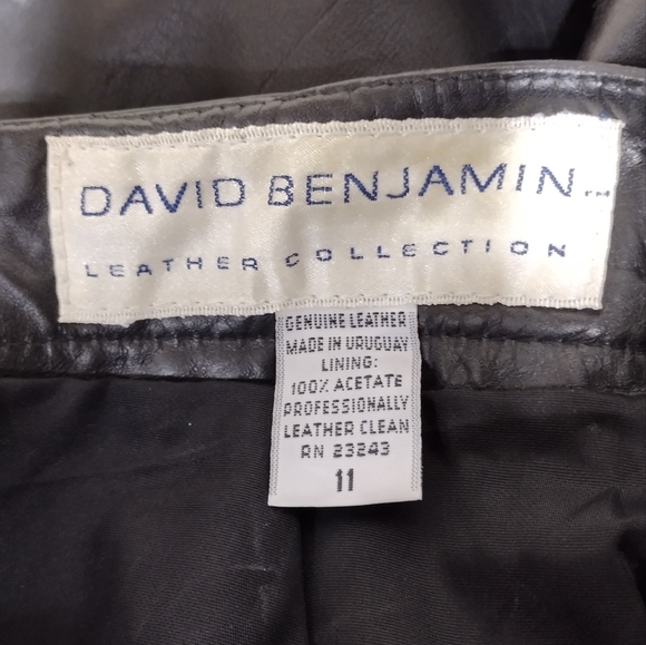 Vintage David Benjamin 100% Leather Pencil Skirt Women's 11 Black Boho Retro 90s - Picture 8 of 8